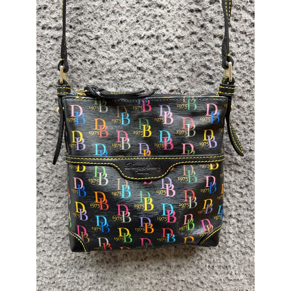 Dooney & Bourke DB75 Multi Monogram Print Small Everyday Crossbody Bag Black